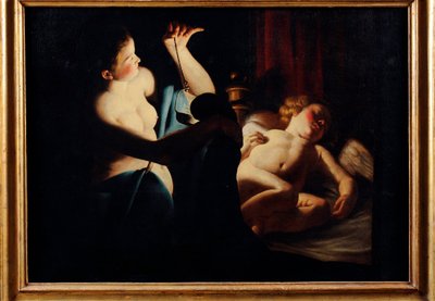 Psyche ontdekt Cupido door Trophime Bigot