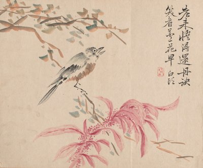 Aardbeispinazie en Nachtegaal door Tsubaki Chinzan