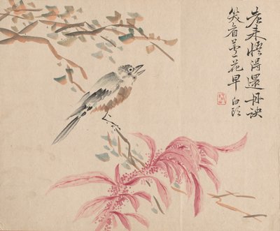 Aardbeispinazie en nachtegaal door Tsubaki Chinzan