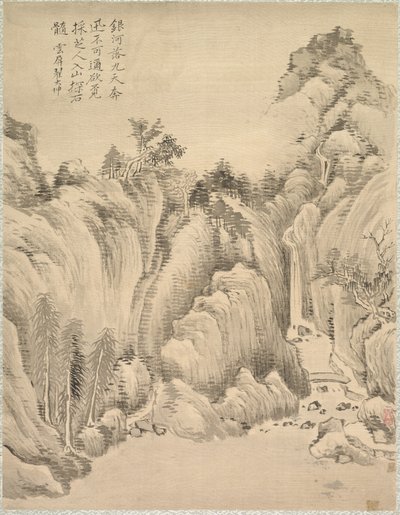 Waterval en Rotsen door Tsubaki Chinzan