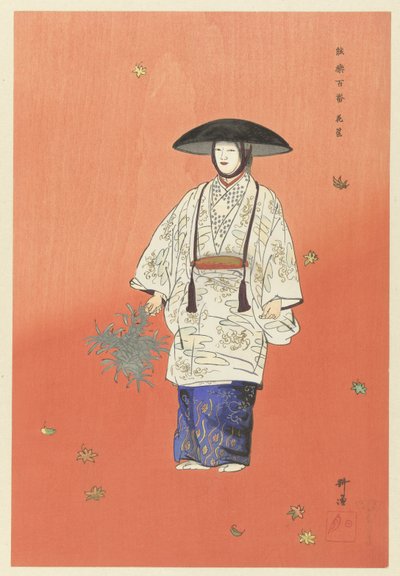 Acteur uit het Noh theaterstuk Hanagatami door Tsukioka Kogyo