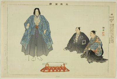 Cho (Ryo?), uit de serie "Afbeeldingen van No-uitvoeringen (Nogaku Zue)" door Tsukioka Kogyo
