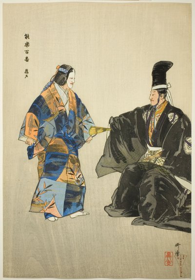 Fujito, uit de serie "Honderd No Dramas (Nogaku hyakuban)". door Tsukioka Kogyo