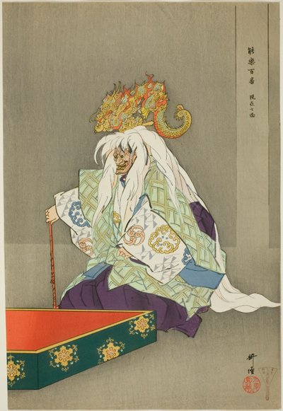 Genzai Shichimen, uit de serie "Honderd No Dramas (Nogaku hyakuban)". door Tsukioka Kogyo