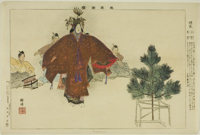Hagoromo, uit de serie "Afbeeldingen van No-voorstellingen (Nogaku Zue)" door Tsukioka Kogyo