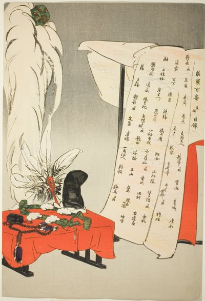 Indexblad, uit de serie "Honderd No Dramas (Nogaku hyakuban)". door Tsukioka Kogyo