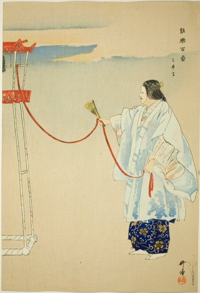 Miidera, uit de serie "Honderd No Dramas (Nogaku hyakuban)". door Tsukioka Kogyo