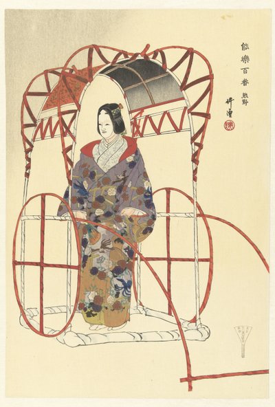 Scene uit het Noh theaterstuk Yuya door Tsukioka Kogyo