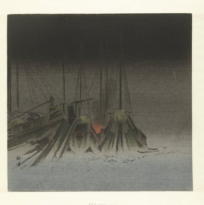 Schepen bij nacht door Tsukioka Kogyo