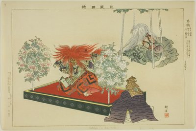 Sekkyo of Ishibashi, uit de serie "Afbeeldingen van No Voorstellingen (Nogaku Zue)" door Tsukioka Kogyo