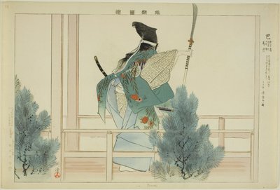 Tomoe, uit de serie "Afbeeldingen van No-voorstellingen (Nogaku Zue)" door Tsukioka Kogyo