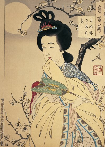 Close-up van een vrouw door Tsukioka Yoshitoshi