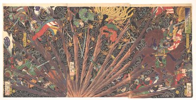 Masakiyos herausfordernde Schlacht, aus Taiheiki (Chronik des großen Friedens) door Tsukioka Yoshitoshi