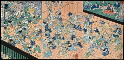 De leerlingen van Uji Jōetsu oefenen schermen door Tsukioka Yoshitoshi
