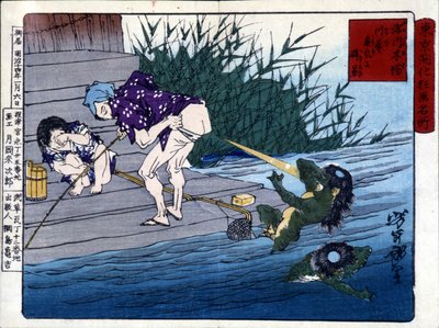 Yodo Gawakré: de geest van de rivier die op de billen raadt (Kappa) door Tsukioka Yonejiro door Tsukioka Yoshitoshi