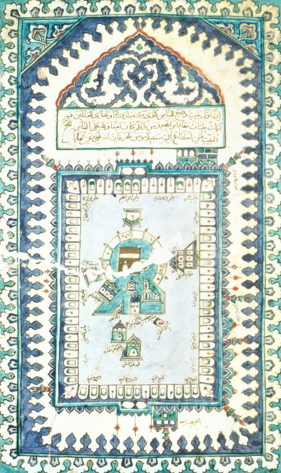 Iznik-tegel met een voorstelling van Mekka door Turkish School