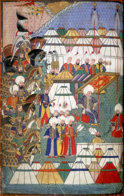 Lala Mustafa Pasha in zijn kamp na zijn overwinning bij Kars, illustratie uit de 