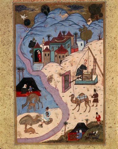 Schilderij met scènes uit het dagelijks leven in het Ottomaanse Rijk tijdens het sultanaat van Suleiman de Grote, Turkije 16e eeuw door Turkish School