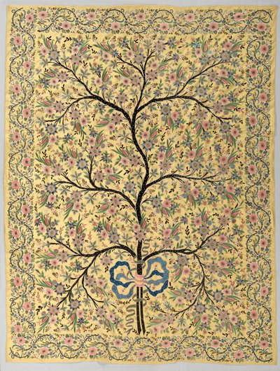 Zijden Hangende met Geborduurde Levensboom, 1800s door Turkish School
