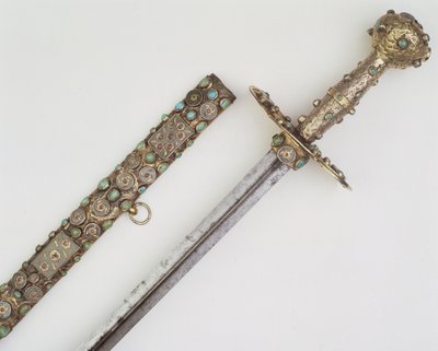 Zwaardgreep met schede (zilver, staal & edelstenen) door Turkish School