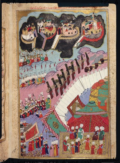 TSM H.1524 De troepen van Suleyman de Grote (1484-1566) belegeren een christelijk fort, uit de 