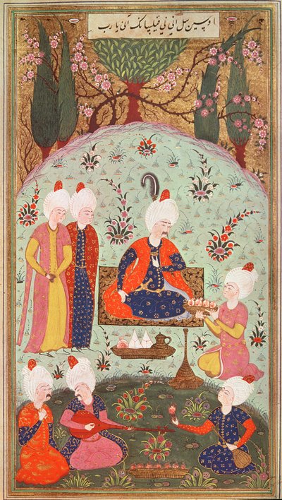 TSM H.804 & H.806 De kroonprins viert de overwinning met een maaltijd in de tuin, 1534 door Turkish School
