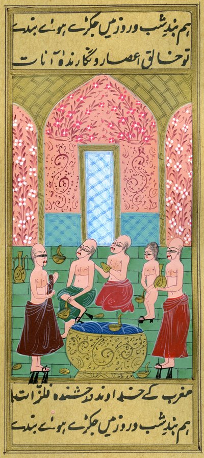 Uitzicht binnen een Mannen Hamam door Turkish School