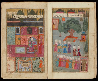Mehmed III op de troon Uit Manuscript Mehmed III
