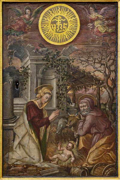 Geboorte van Jezus, deur van een ciborium, eerste helft 16e eeuw door Tuscan School