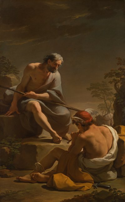 Mercurius wiegt Argus in slaap door Ubaldo Gandolfi