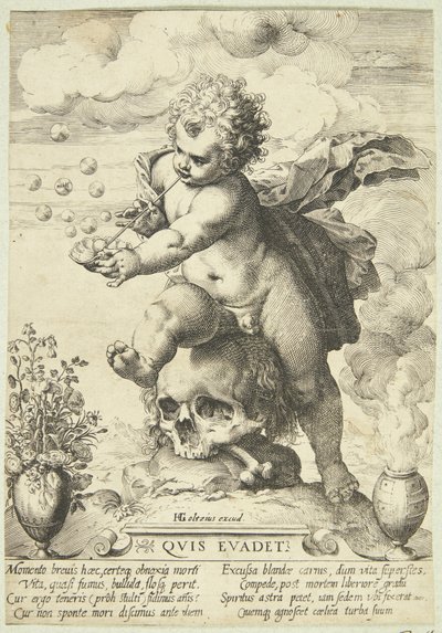 Allegorie over de vergankelijkheid van het leven ("Quis Evadet?") door Ubekendt