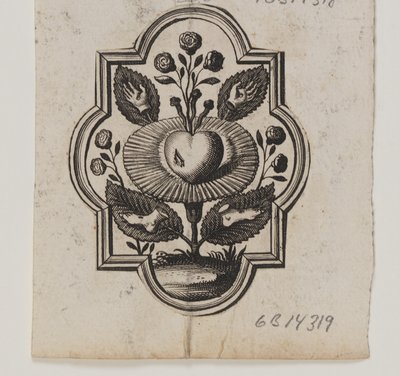 Embleem met een hart doorboord door een roos door Ubekendt