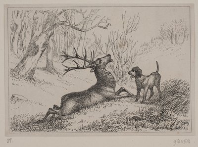 Illustratie bij het gedicht "Hjorten" van Gotfred Rode door Ubekendt