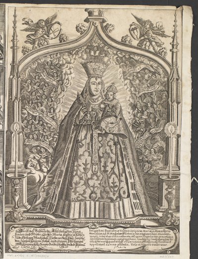 Maagd Maria met het Christuskind, omringd door musicerende engelen door Ubekendt