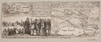 Komeet, gezien in Grossvardein, Sibenburgen, 14 december 1660, en kaart van overstroming bij Hamburg op 4 januari 1661 door Ubekendt