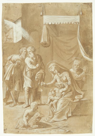 Maria met het kindje Jezus, Johannes de Doper, Elisabeth, Jozef en Zacharias door Ubekendt