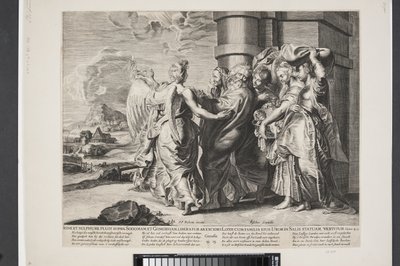 De vlucht van Lot en zijn familie uit Sodom door Ubekendt