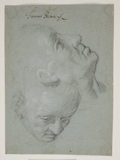 Twee studies van mannelijke gezichten door Ubekendt Ubekendt