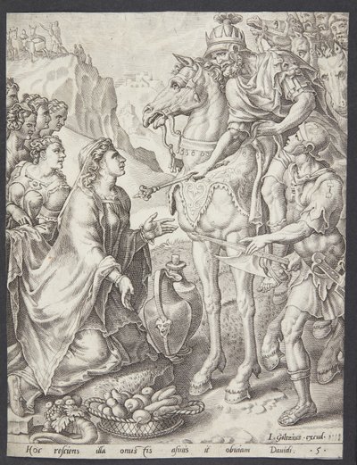 Abigail kalmeert David door Ubekendt efter Maarten van Heemskerck