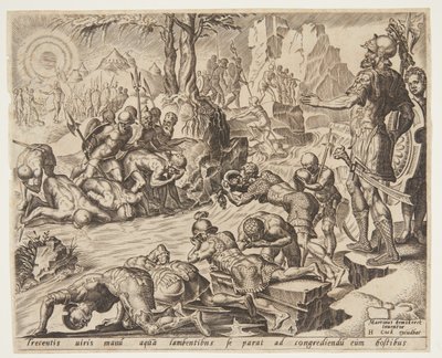 Gideon kijkt hoe de soldaten drinken door Ubekendt efter Maarten van Heemskerck