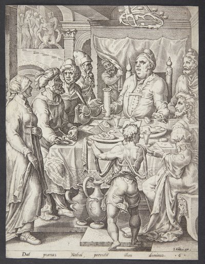 Nabals feest door Ubekendt efter Maarten van Heemskerck