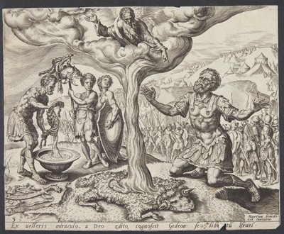 De dauw op het vlies van wol door Ubekendt efter Maarten van Heemskerck