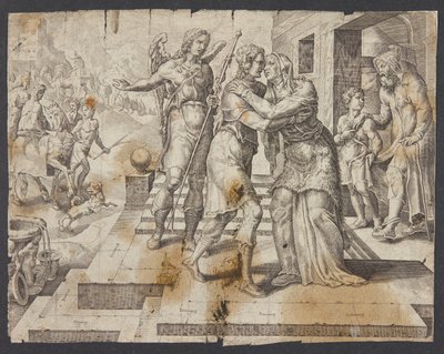 De Thuiskomst van Tobias door Ubekendt efter Maarten van Heemskerck