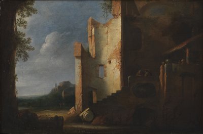 Landschap met ruïnes door Ubekendt hollandsk 1600 tallet