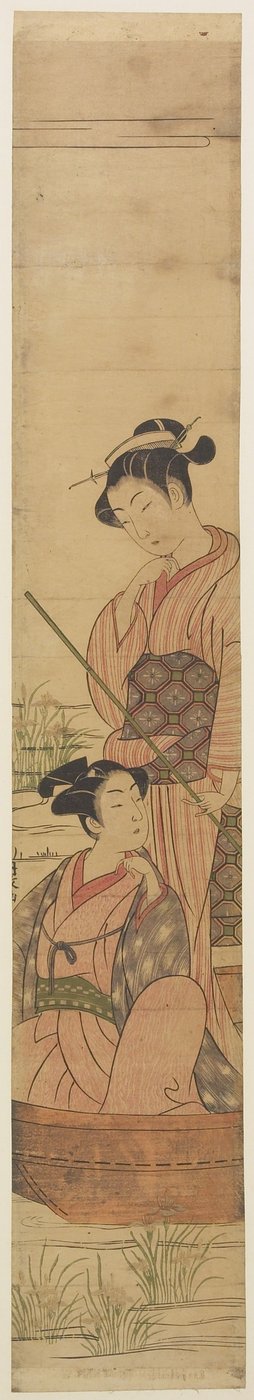 Jong stel in een boot onder de maan, c.1770-72 door Uchimasa