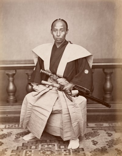 Samurai (Harada Kiichi), Nagasaki, Japan, ca.1870 (albumine print) door Ueno Hikoma