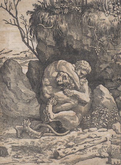 Hercules en de Nemeïsche Leeuw door Ugo da Carpi