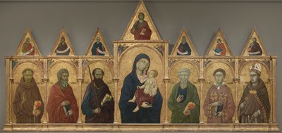 Maagd en Kind met Heiligen Franciscus, Andreas, Paulus, Petrus, Stefanus en Lodewijk van Toulouse, ca. 1317-21 door Ugolino di Nerio