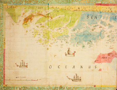Kaart uit de kaartencollectie van de Nationale Bibliotheek. De kaart is handgetekend en toont Trøndelag, Nordland, Troms, kust, zeekaart door Ukjent tegner