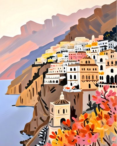 Kleurrijk dorpje aan de kust van Amalfi door Uma Gokhale